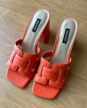 Nine West Women’s Kaelyn Square Toe Slip On Heel Sandals, Dark Orange, Size 8.5 thumbnail 1