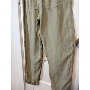 Tahari Womens Olive Green Linen Blend Utility Cargo Pants High Rise Size Medium thumbnail 6