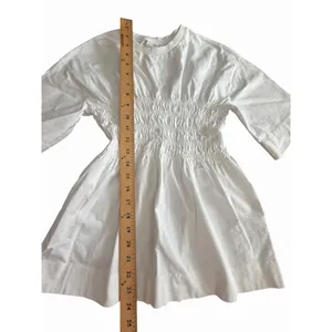 GANNI Top Shirt Women's Small Shirred Blouse Organic Cotton Jersey White #KL6-1 thumbnail 8