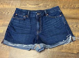 American Eagle Curvy Relaxed Denim Jean Shorts Womens 10 High Rise Strigid thumbnail 1