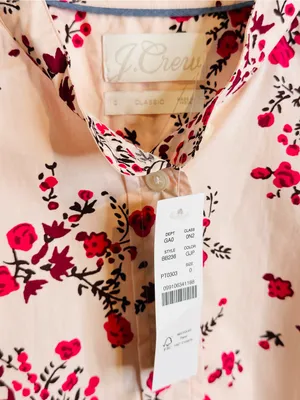 J.Crew Classic-Fit Collarless Puff Sleeve Pink Budding Floral Shirt Blouse NWT thumbnail 10