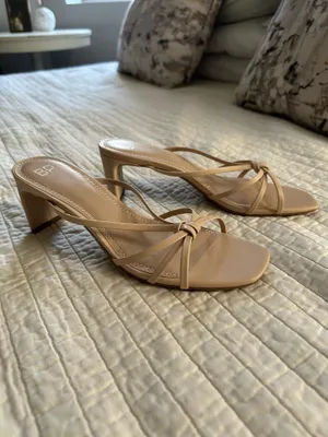bp Nude Beige Knotted Strappy Square-Toe Heels thumbnail 4