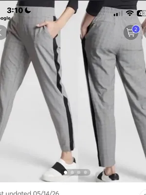 Athleta Brooklyn Grey Plaid Ankle‎ Pants with Black Side Stripe 2 thumbnail 2