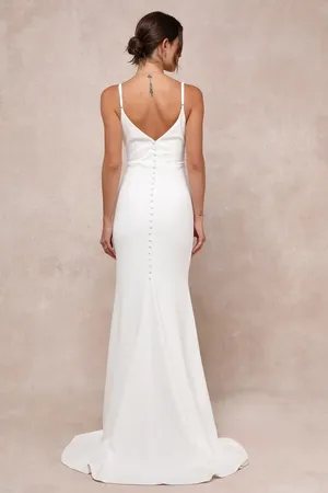 NWOT Lulus Feeling of Forever White Sleeveless Mermaid Maxi Dress Women's Medium thumbnail 2