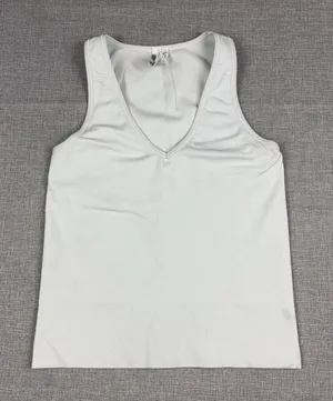 Athleta Tank Top Womens Medium White V Neck Ribbed Lightweight Stretch Athletic thumbnail 1