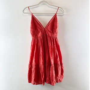 Maje V Neck Mini Babydoll Dress Terracotta Red Large thumbnail 2