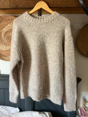 NWT J. Crew Speckled heather oat Relaxed Wool/Alpaca blend crewneck pullover Sma thumbnail 2