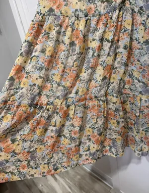 Vici Sheer Floral Maxi Dress in Peach, Blue, Cream XS thumbnail 7