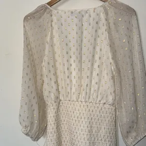 Lulus gold shimmer dot ruffle mini dress NWT size‎ small thumbnail 7