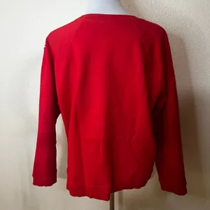 Show Me Your Mumu SMYM Cole Sweater Merry Merry Graphic distressed red X-LARGE thumbnail 3