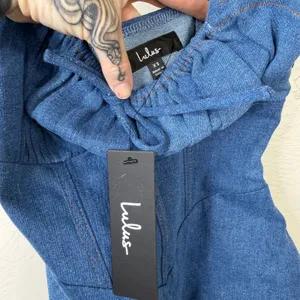 NEW Lulus Considered Charisma Blue Chambray Bustier Corset Style Mini Dress XS thumbnail 9