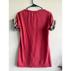 Burberry‎ Pink Cuffed Nova Check Sleeve T-Shirt Womens Medium Short Sleeve Tee thumbnail 2