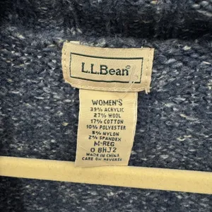 L.L. Bean Marled Cable Knit Button Front Cardigan Sweater Speckled Wool Blend M thumbnail 8