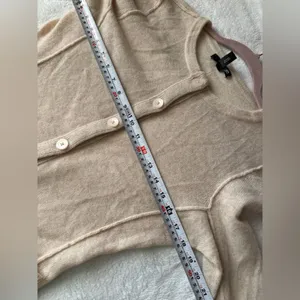 100% Cashmere AQUA Cream Button Front Cardigan Sweater M | Classic Luxe Knit thumbnail 7