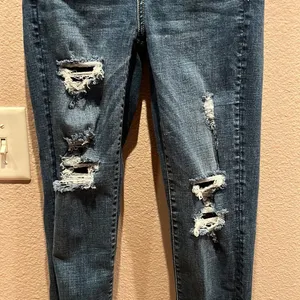 American Eagle Super Stretch Super High Rise Jeggings Size 0 Regular Distressed thumbnail 3