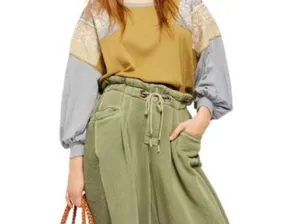 Free People Feelin it Patch Army Green Top M thumbnail 16