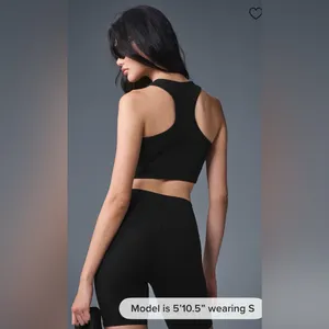 ALO Yoga NWT Aspire Tank Top Ribbed in Black Size M thumbnail 3
