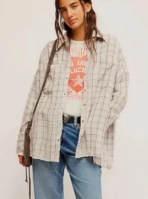 Free People We the Free plaid Cardiff tunic top thumbnail 1