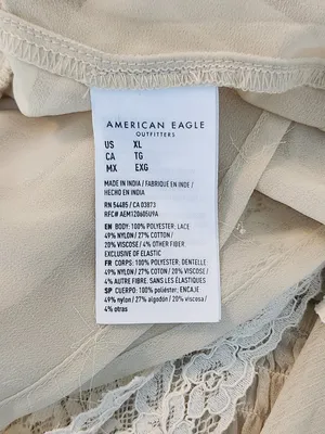 American Eagle Cream Boho Ruffle Lace Cropped Top Size XL thumbnail 8