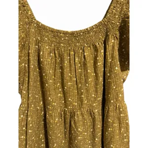 Madewell Ruffle-Sleeve Tiered Midi Dress in Daisy Stitch Weathered Olive Size L thumbnail 9