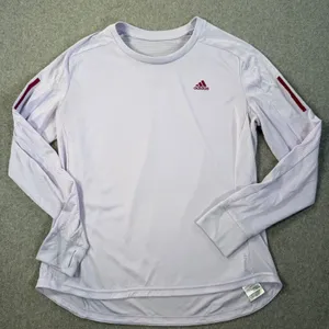 Adidas Women's Large Running AEROREADY Long Sleeve Top Lavender Purple Thumbhole thumbnail 1