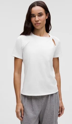 Lululemon Cotton Shoulder-Twist T-Shirt S White thumbnail 1