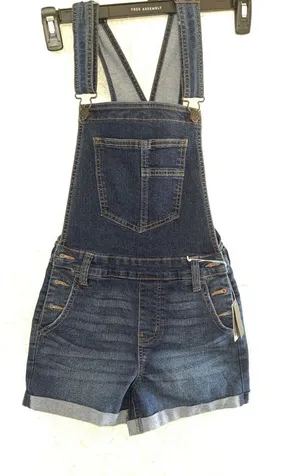 Celebrity Pink Dark Blue Denim Short Overalls thumbnail 1