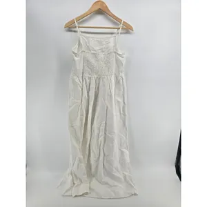 Loft Beach Linen Maxi Dress Womens Small White Smocked Back EUC thumbnail 2
