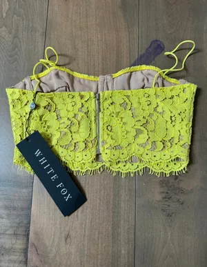 White Fox Size XS Under Control Lace Cami Bustier Yellow NWT thumbnail 4