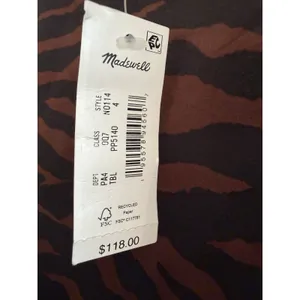 Madewell Tiger Print Mini Dress Women's V-Neck Short Sleeve Brown Black NWT thumbnail 5