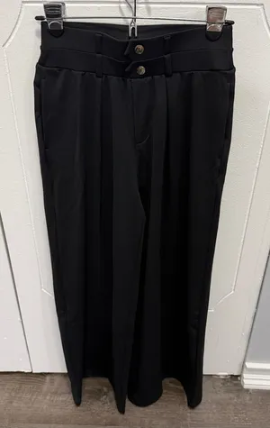 NWT Halara Black High Waisted Double Waistband Wide Leg Work Pants thumbnail 1