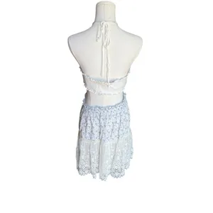 LoveShackFancy - NWT Kesia Dress Calm Waters Blue White Lace Mini Sz M thumbnail 4