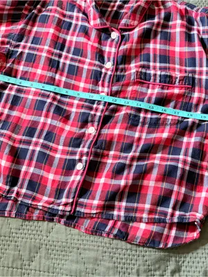 J.Crew Plaid Pajama Flannel Set Women Small Red Navy Blue Cotton NWOT thumbnail 12