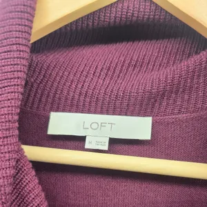 LOFT Sweater Dress Womens Medium Cowl Neck Burgundy Long Sleeve EUC thumbnail 2