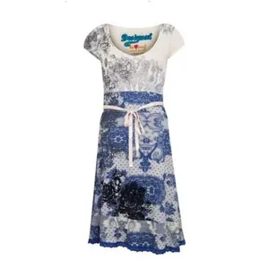 Desigual Womens Cream‎ Blue Paisley Lace Print Tunic Dress Size M NWT thumbnail 2