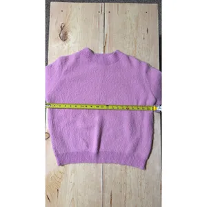Pink Fuzzy Eyelash Knit Crew Neck Pullover Sweater Womens XL Solid Soft Coquette thumbnail 2