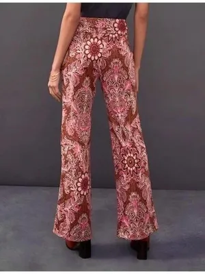 Maeve Anthropologie Maria Pink Paisley Metallic Jacquard Flare Pants Size 0 thumbnail 2