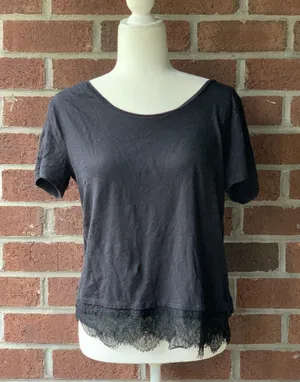 J. Crew Black Lace Tee thumbnail 1