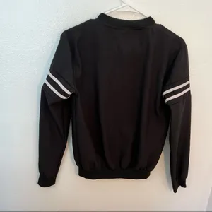 Women's Size Medium Stand Collar‎ Buttons Crop Coat Black White Long Sleeve Snap thumbnail 8