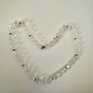 Clear beaded silver tone vintage long necklace thumbnail 5