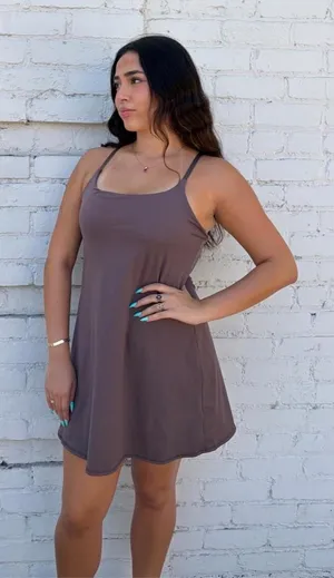 Halara Danskin purple brown mini tennis athletic dress with pockets sz L #sporty thumbnail 1