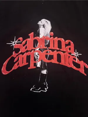 Sabrina Carpenter Black Short-Sleeve Graphic Tee with Red Logo thumbnail 5