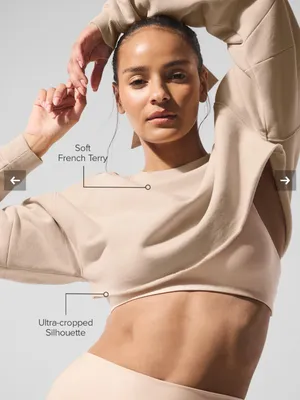 ALO Yoga Extreme Cropped Pullover Macadamia/Light Beige Size XS thumbnail 12