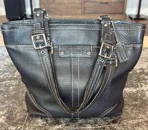Coach Black Vintage Hamilton Pebbled Leather Handbag Tote Bag 13089 thumbnail 1