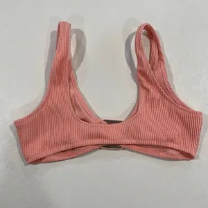Aerie Real Good Ribbed Bikini Top Pink Scoop Neck Cutout Swimsuit Large thumbnail 2