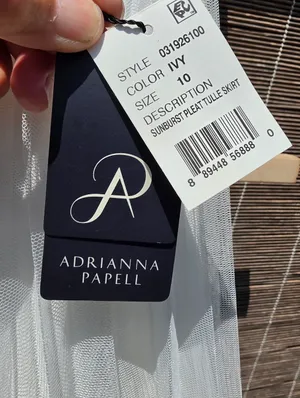 NEW Adrianna Papell white pleated tulle midi skirt thumbnail 2