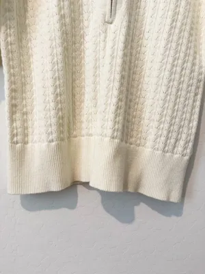 Varley Arney Half Zip Knit Polo Sweater Size Medium Pointelle Top thumbnail 5