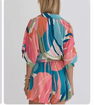 Entro Oversized Floral Tropical Romper thumbnail 2