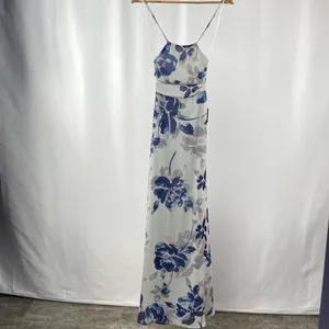 NWT Lulus All I Need Floral Print Lace-Up Maxi‎ Dress in Grey Size XS thumbnail 4