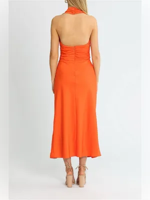NWT Misha World Linnea midi dress in Carmellia (orange) Size 4 Australia halter thumbnail 6